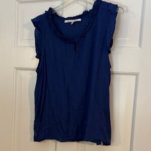 Collective Concepts Navy Ruffle Trim Blouse